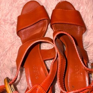 Vintage Gucci Women's Orange Sandal heels size 38